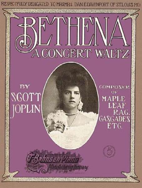 sheet music cover of Scott Joplin's "Bethena - A Concert Waltz"